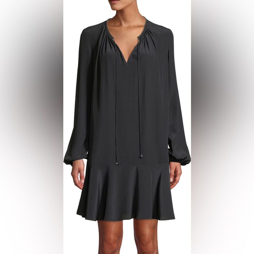 Diane Von Futensberg Black Silk Minidress